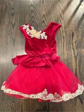 Weissman Red Tulle Ballet Costume with Cream Lace Appliqué